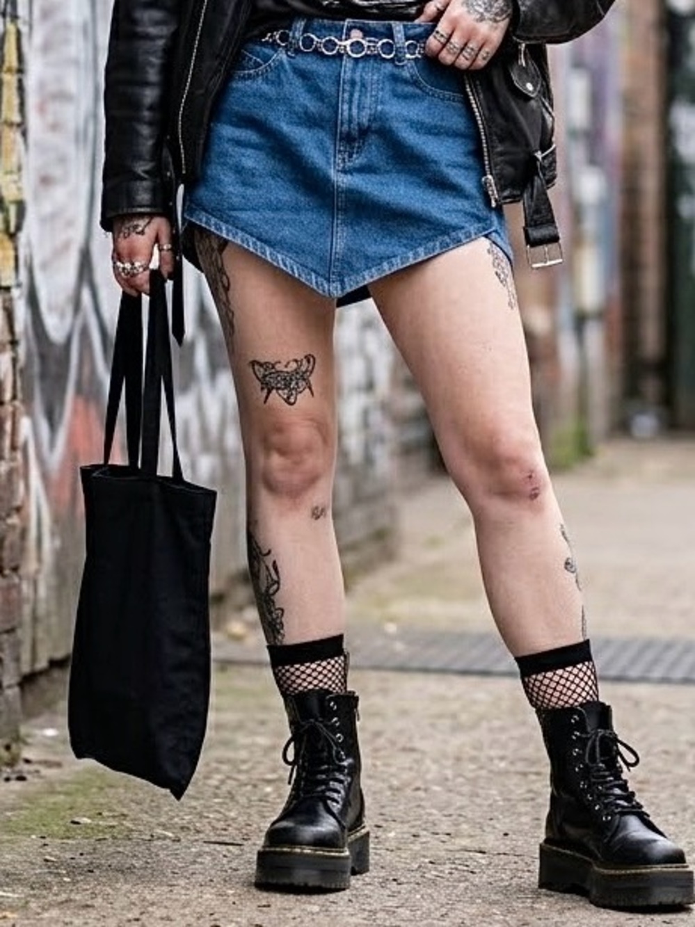 NEW Size S Edikted Katrina Blue Medium Wash Dolphin Hem Denim Jean Mini Skirt